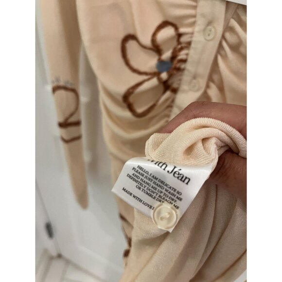 NWT With Jean Dress Andy Textured Button-Down Mini Cream Chalk & Flowers XXS - Picture 10 of 10